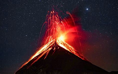 Wallpapers Volcano Erupting At Night Free Download