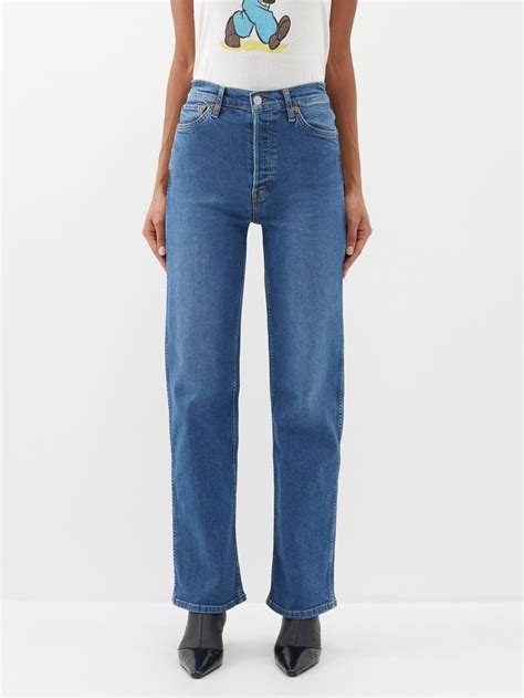 Blue 90s High Rise Straight Leg Jeans Re Done Matchesfashion Uk