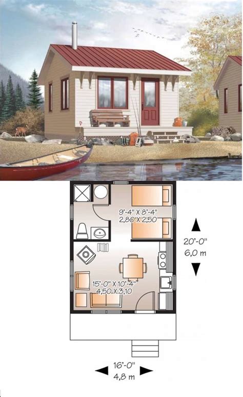 16 X 20 Cottage Tiny House Cabin Guest House Plans Tiny House Plans