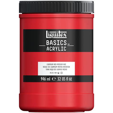 Liquitex Basics Acrylic Paint 32 Oz Jar Cadmium Red Medium Hue