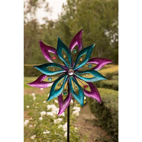 Alpine Corporation 64 In Tall Outdoor Floral Windmill Stake With Gems