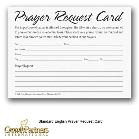 Prayer Request Cards Growthpartners International