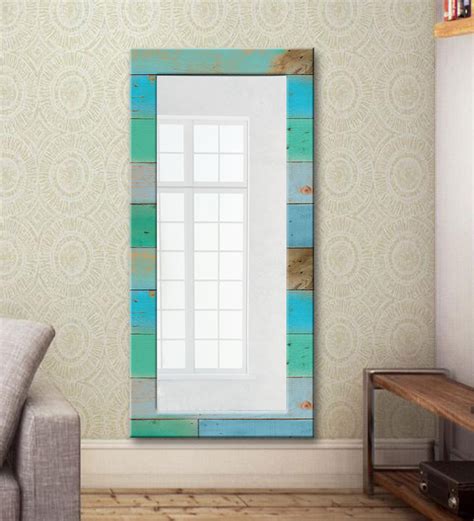 Buy Engineered Wood Full Length Mirror In Blue Colour By 999store