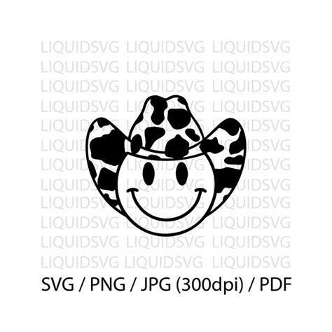 Smiley Face SVG Smiley Cow Print Hat PNG Svg Dxf Ai Eps Pdf Inspire