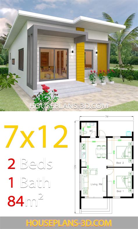 House Design Plans 7x12 With 2 Bedrooms Full Plans House Plans 3d