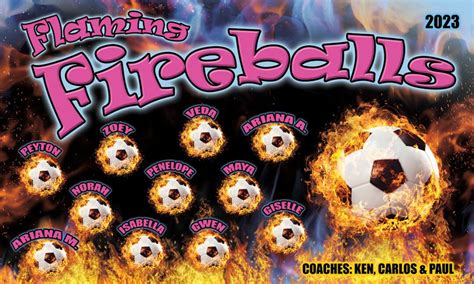 Fireballs Soccer Team Banner Any Team Name Choose Size Etsy