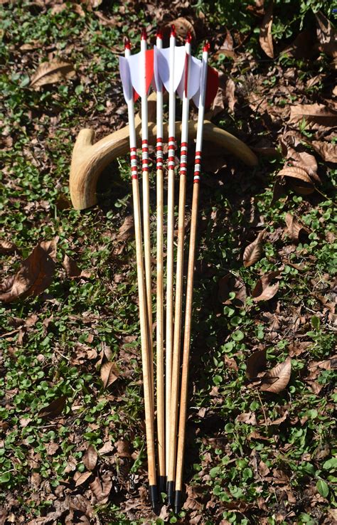 Archery Arrows Port Orford Cedar Arrows Red And White Arrows Etsy