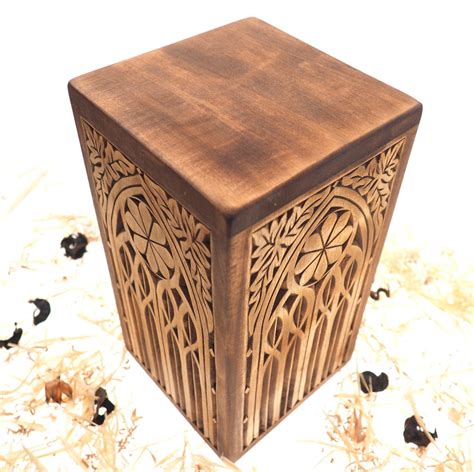 Personalized Wood Urn For Human Ashes Wooden Memorial Box Carved