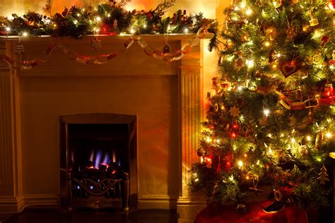 Christmas Tree With Fireplace Free Stock Photo Public Domain Pictures