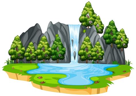 Premium Vector Isolated Waterfall In Nature