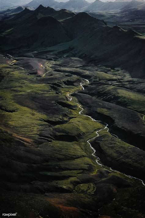 Aerial View Of Highland In Iceland Premium Image By