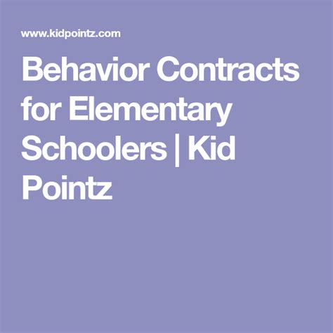 Behavior Contracts for Elementary Schoolers | Kid Pointz | Behavior contract, Behavior contract ...