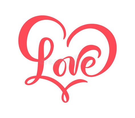 Red Calligraphy Word Love Vector Valentines Day Hand Drawn Lettering