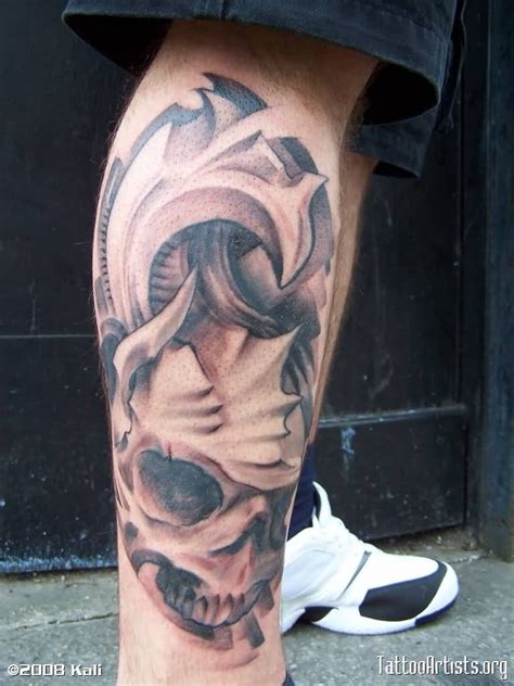 67 Stylish Skull Tattoos For Leg Tattoo Designs