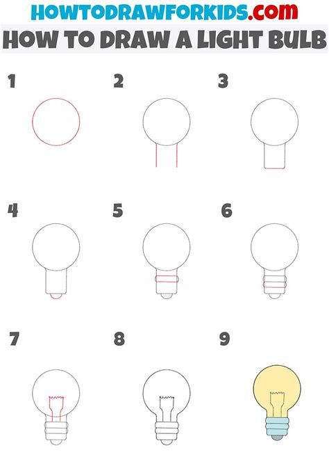 How To Draw A Light Bulb Step By Step Easy Drawings For Beginners