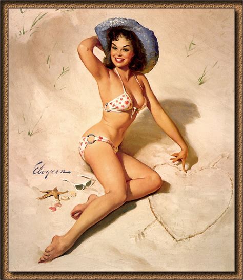 Vintage Pin Up Girl By Gil Elvgren Love At The Beach New