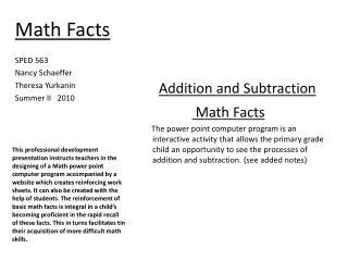PPT Assessment For Learning Math Addition And Subtraction Facts