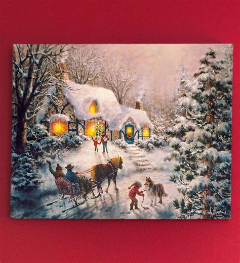 Led Lighted Holiday Canvas Wall Art Christmas Visit Wind And Weather