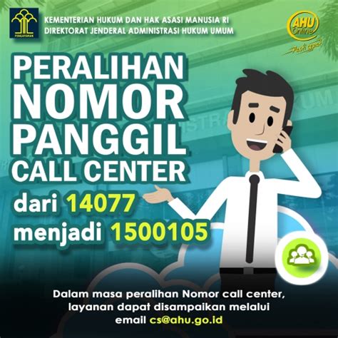 Pengumuman Call Center Ditjen Ahu Direktorat Jenderal Administrasi Hukum Umum Kementerian