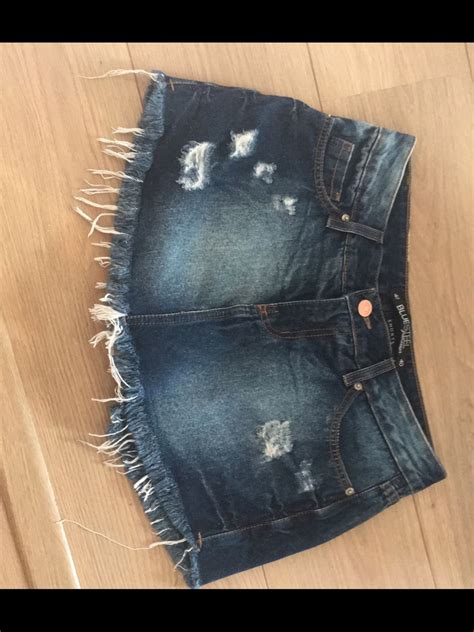 Short Saia Jeans Destroyed Shorts Feminino Blue Steel Nunca Usado