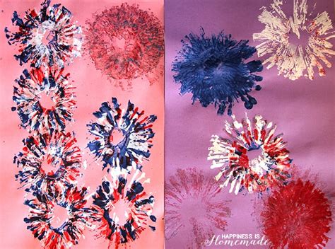 4th Of July Kids Craft Fireworks Painting Happiness Is