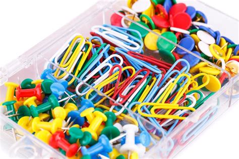 Set Of Colorful Pins And Clips Stock Image Image Of Organizer Pinned