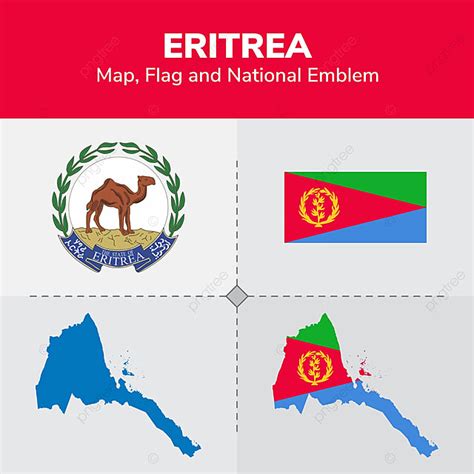 Eritrea Map Flag And National Emblem Continents Countries Map PNG