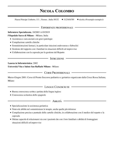 Esempio Di Curriculum Vitae In Italiano Compilato