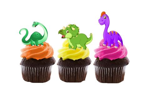 Picture 1 Of 2 Cupcake Toppers Dino Party Edible