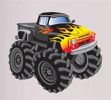 Monster Truck Wall Decal Vinyl Monster Truck Vinyl Wall Etsy