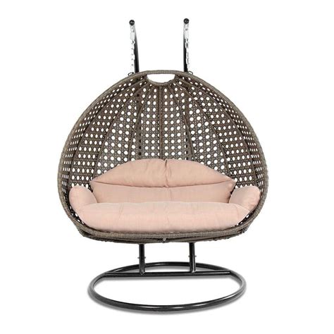 Luxury 2 Person Wicker Swing Chair With Stand And Cushion Outdoor