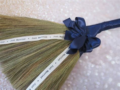 Just Married Wedding Jump Broom For Jumping The Broom Ceremony Navy