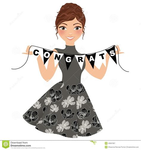 Congratulations Banner Girl Stock Illustration Illustration Of Female