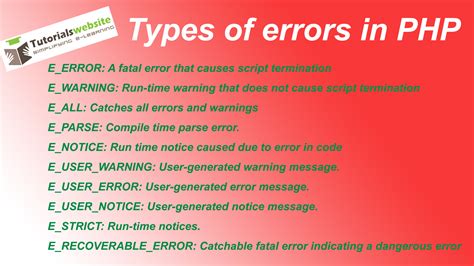 Different Types Of Errors In Php Tutorialswebsite