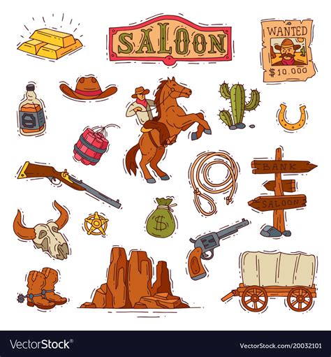 Wild West Western Cowboy Or Sheriff In Royalty Free Vector
