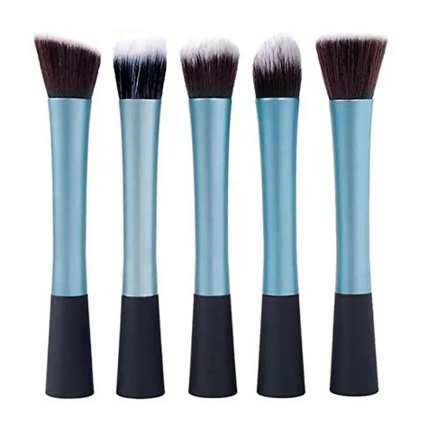 5 Pcs Foundation Makeup Brush Sets Blue Cosmetic Brushes In Eye Shadow