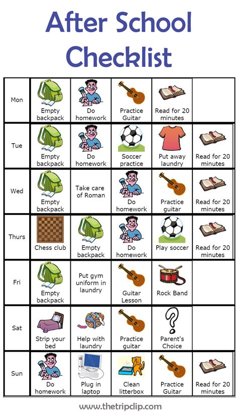 After School Checklist Creator Unlimited Editing And Printing Kids