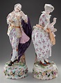 A LARGE PAIR OF MEISSEN PORCELAIN FIGURES ON STANDS, | Lot #62547 ...