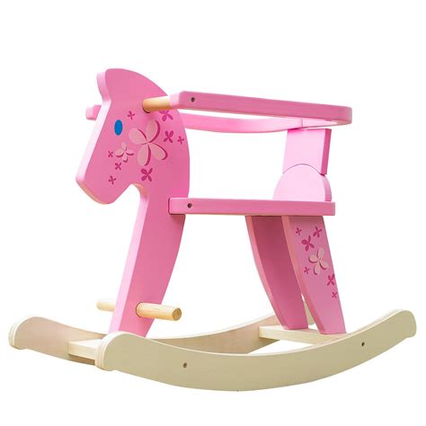 Labebe Child Rocking Horse Wooden Rocking Horse Toy Pink Rocking