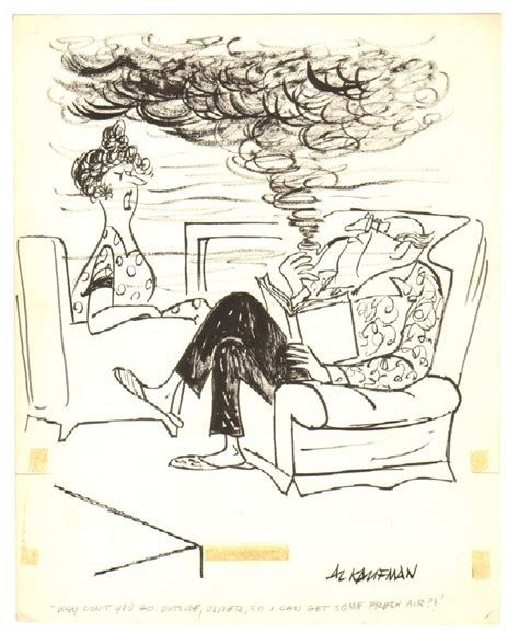 Husband Smoking Pipe Humorama Gag 1961 Signed By Al Kaufman