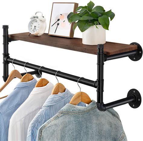 wall mounted industrial iron clothes rack t bar pipe coat display hanger garment storage rack