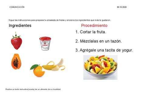 Descubrir 95 Imagen Texto Instructivo Receta Ensalada De Frutas