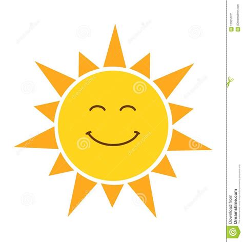 Ejemplo Sonriente Amarillo Brillante Del Vector Del Sol Aislado En