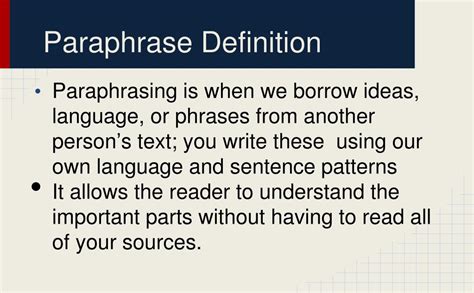 Ppt Paraphrasing Vs Quoting Powerpoint Presentation Free Download