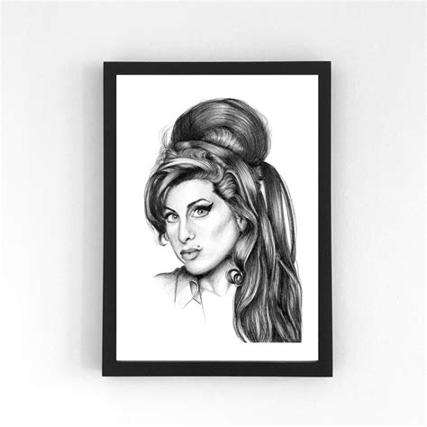 Amy Winehouse Pencil Drawing Art Print A4 A5 Amy Winehouse Etsy