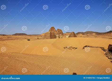The Ancient Pyramids Of Meroe In Sahara Desert Sudan Stock Photo