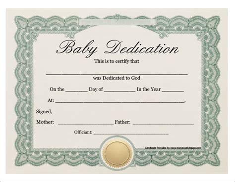 Baby Dedication Certificate Template 21 Free Word Pdf