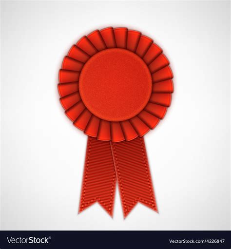 Red Realistic Textile Rosette With Ribbons Vector Image