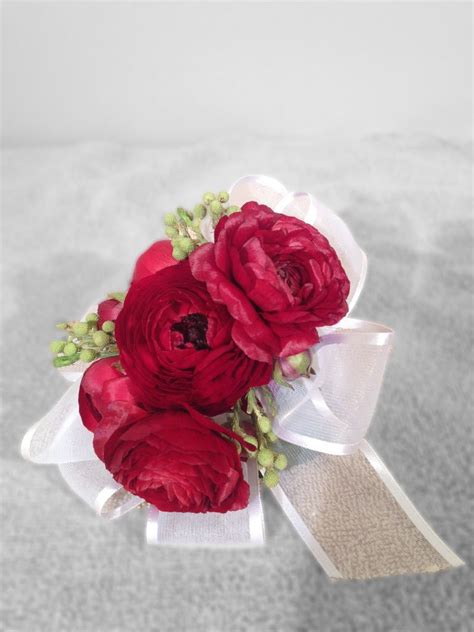 Red Ranunculus Wrist Corsage Boutonnieres And Corsages Showcase