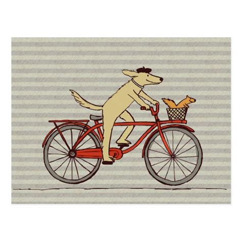 Cycling Dog With Squirrel Friend Fun Animal Art Postcard Zazzle